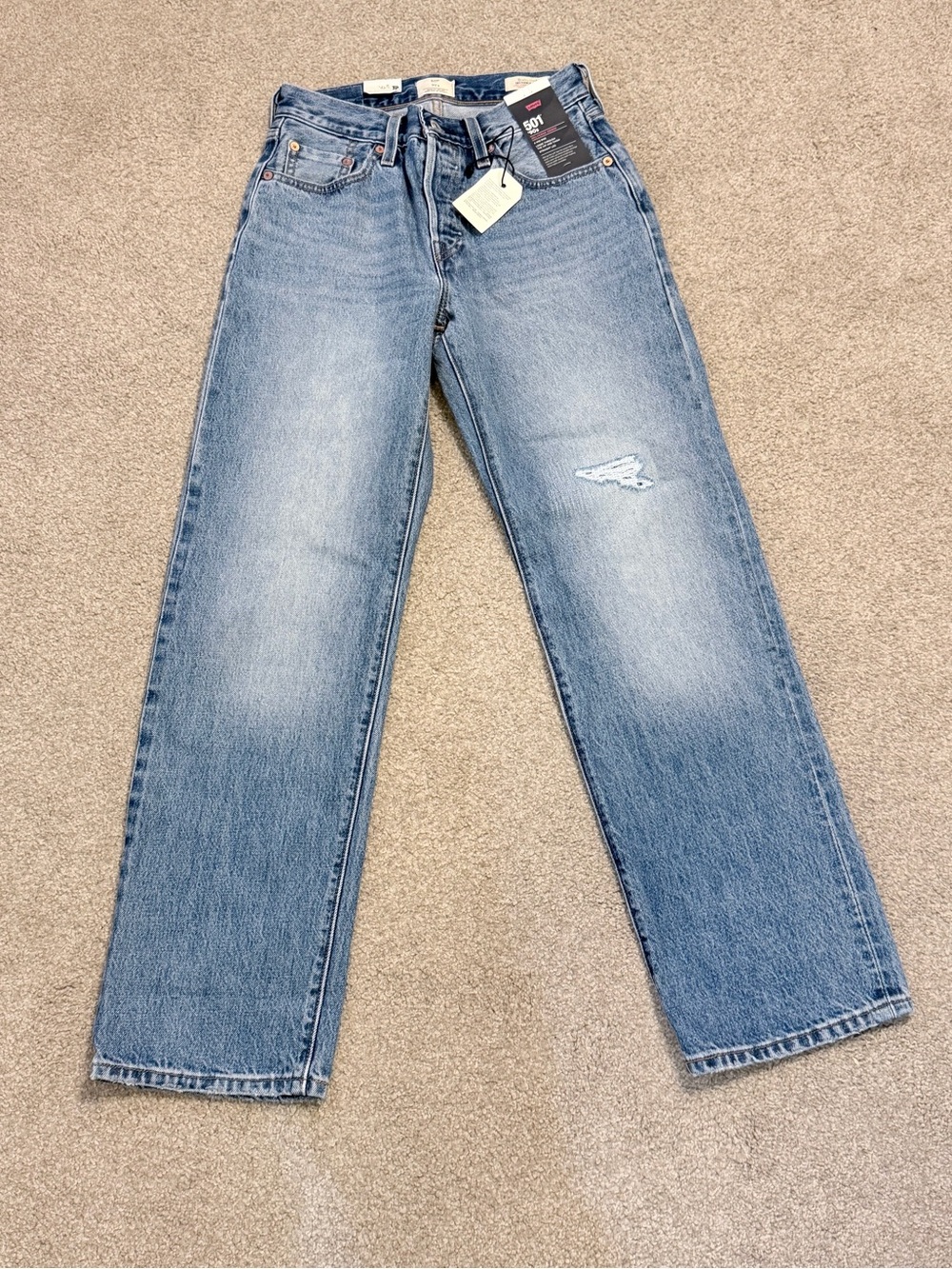 Levi's Women's 501 90’s Selvedge Blue Jeans. Mid rise Straight-Leg Jeans